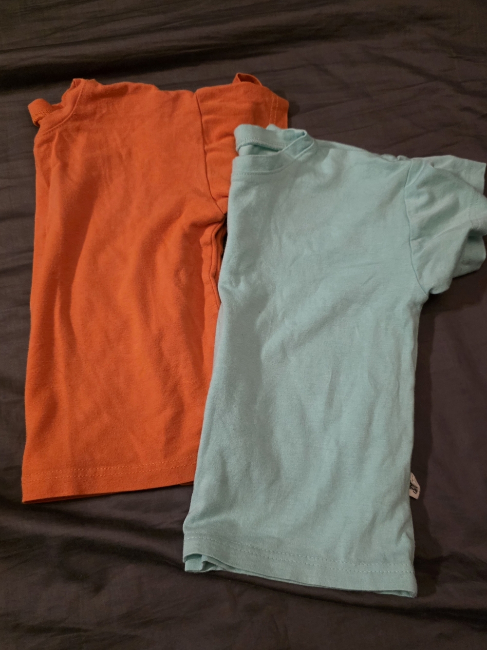 Kids Short Sleeve Tee - Orange and Light Blue Oversize Evolutif Little Yogi 1-3